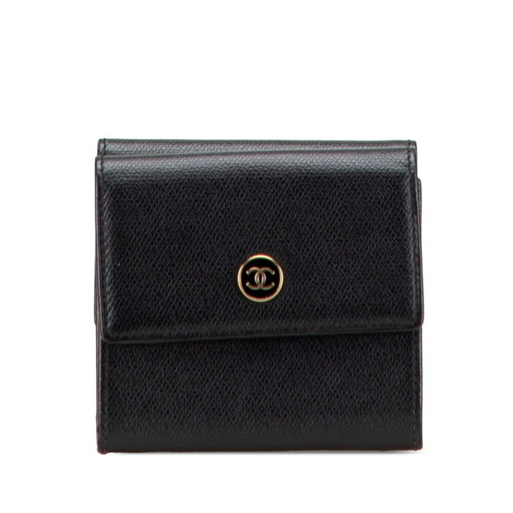 CHANEL Authentic Black Leather Wallet